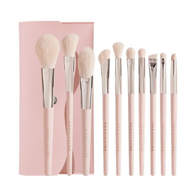 Of Portable Makeup Brush Sets Of Fiber Wool Milk Peach 10 Pcs Portable - Shop at LoveMi