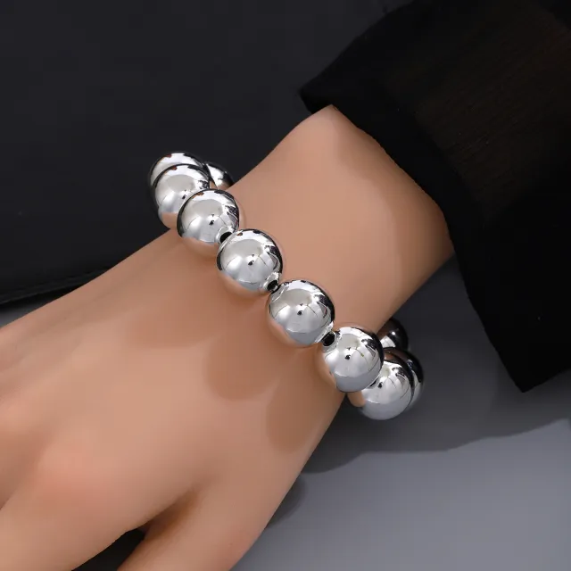 Simplicity And Exaggeration Personality Geometry Round Bracelet Love Heart Necklace Suit S1132Silver - Shop at LoveMi