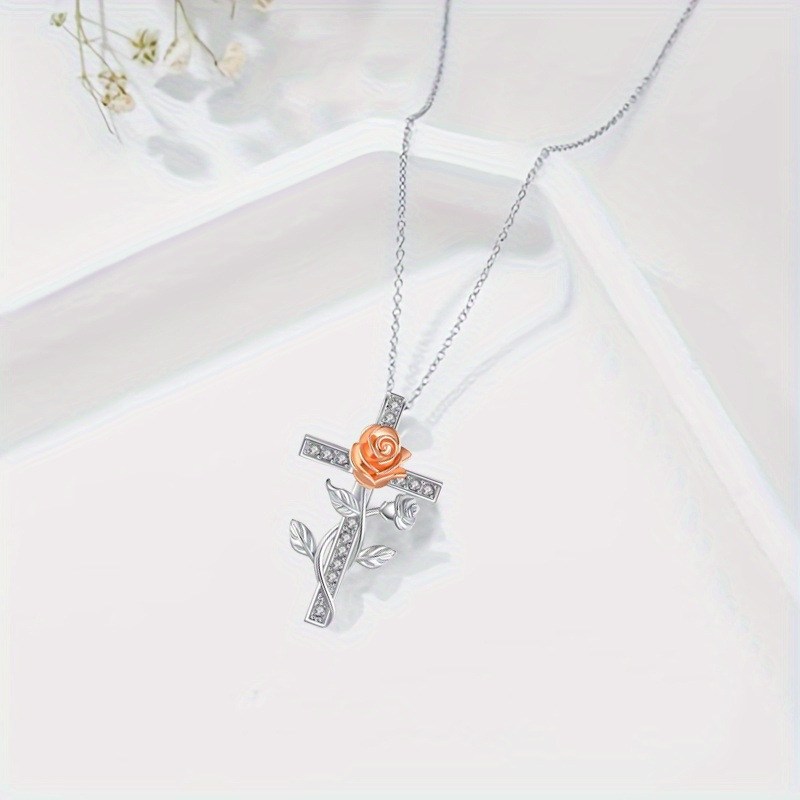 European And American Rose All-match Cross Necklace