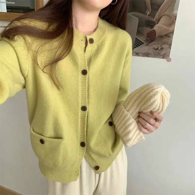 Long Sleeve Women's Knitted Cardigan Top Yellow - Shop at LoveMi