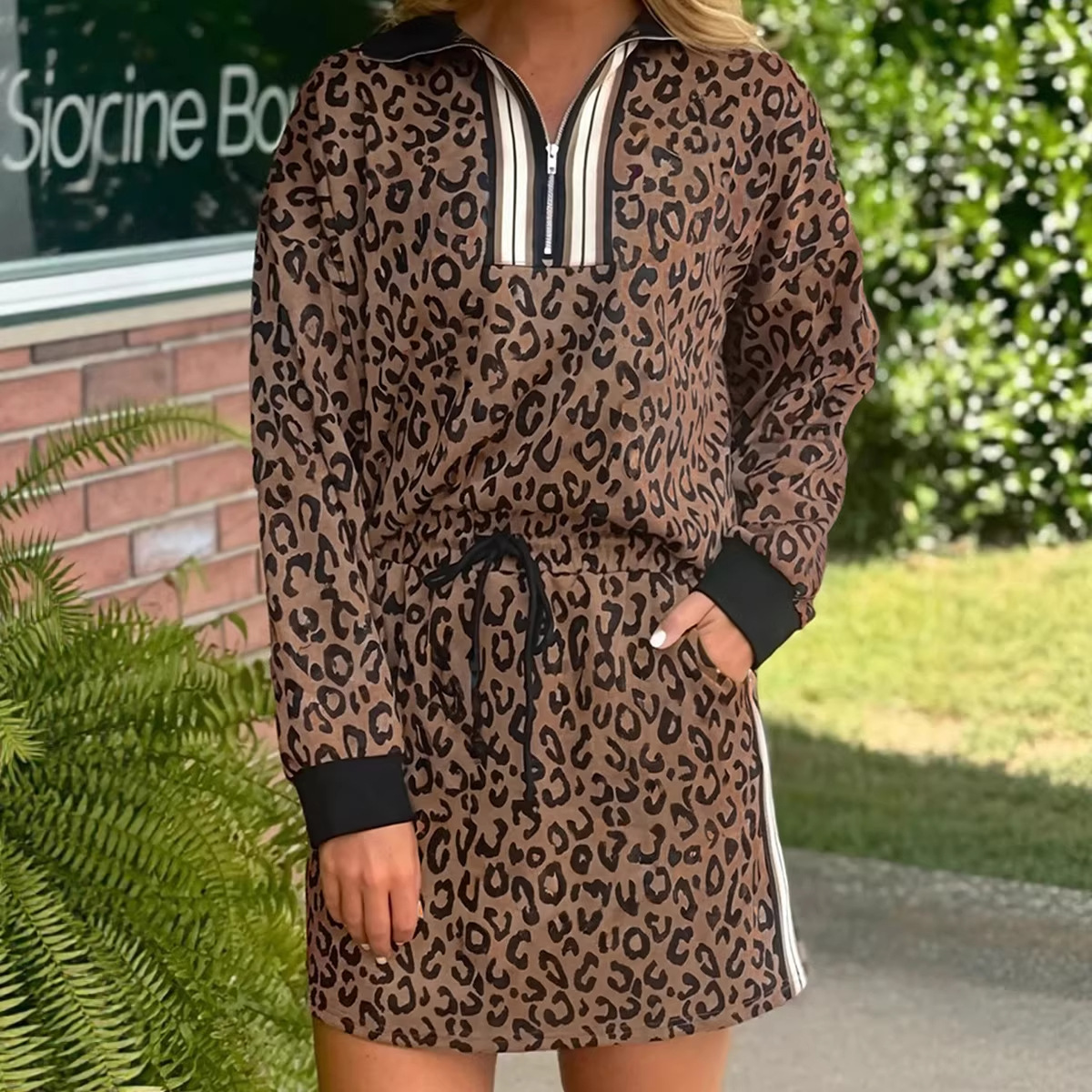 Loose-fitting Skirt Suit Womens European And American Style Leopard Print