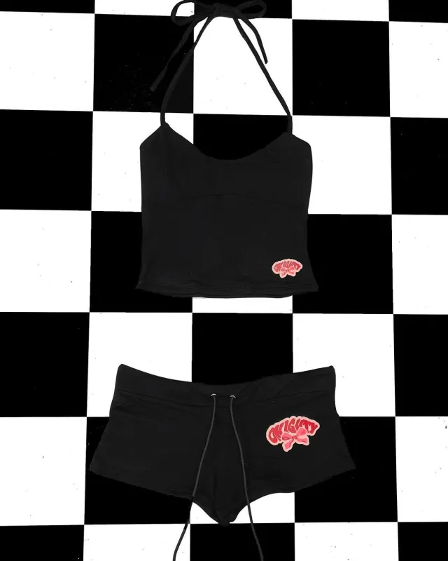 Camisole American Super Short Shorts Two piece Set Black - Shop at LoveMi