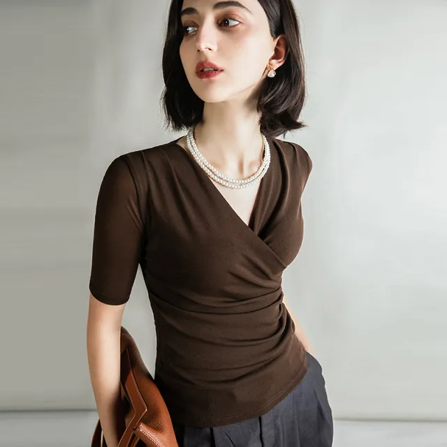 Mid sleeve Mesh Top Western Style Inner Wear Brown - Shop at LoveMi