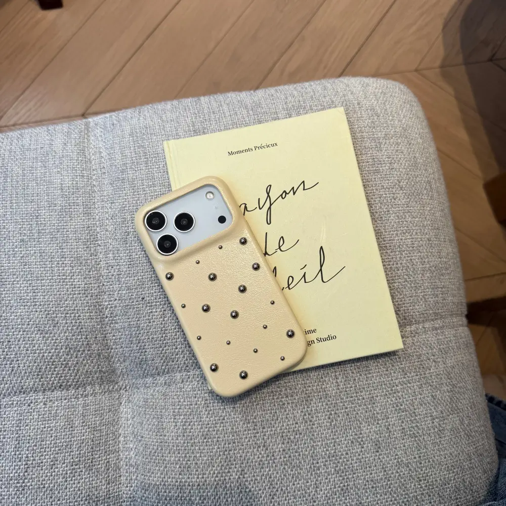 Leather Bead Design Creative Phone Case Solid-color Protective Cover