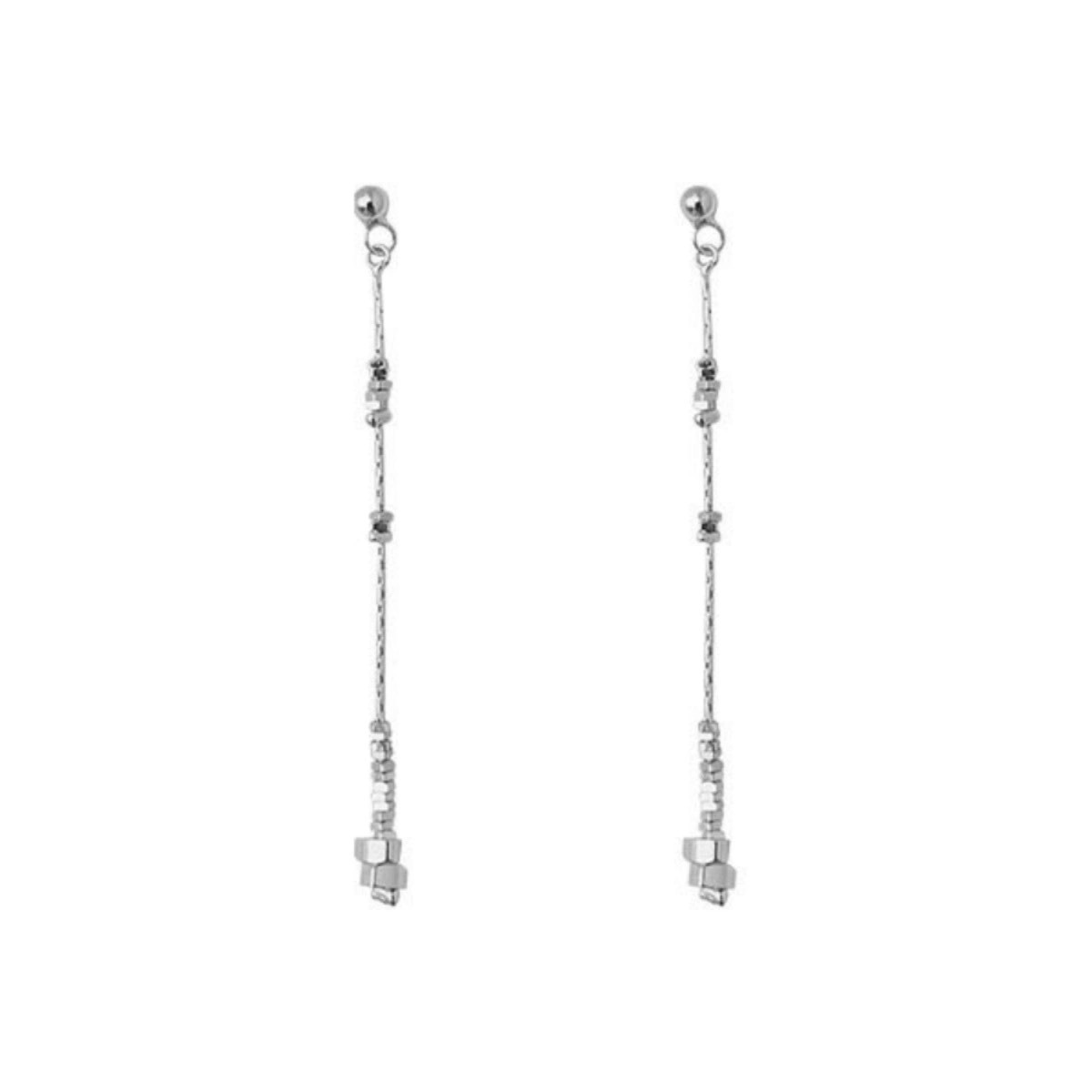 Cold Small Pieces Of Silver Long Tassel Earrings