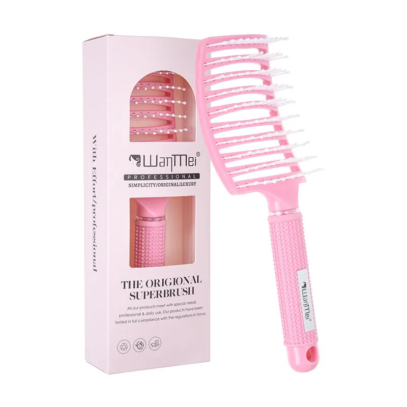 Jelly Color Large Hair Curling Comb Anti-hit - Pink