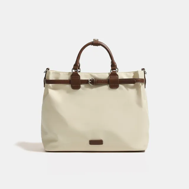 Women's Simple Large capacity Nylon Shoulder Tote Bag Beige - Shop at LoveMi