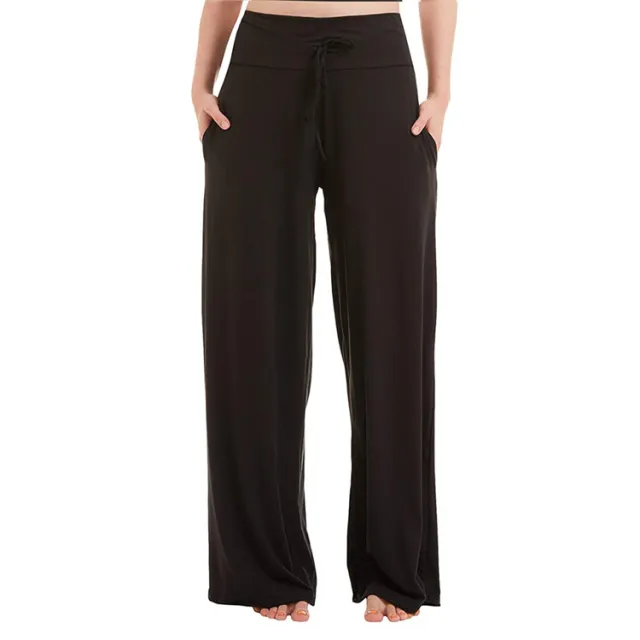 Women's Pajama Printed Wide leg Pants High Waist Black - Shop at LoveMi