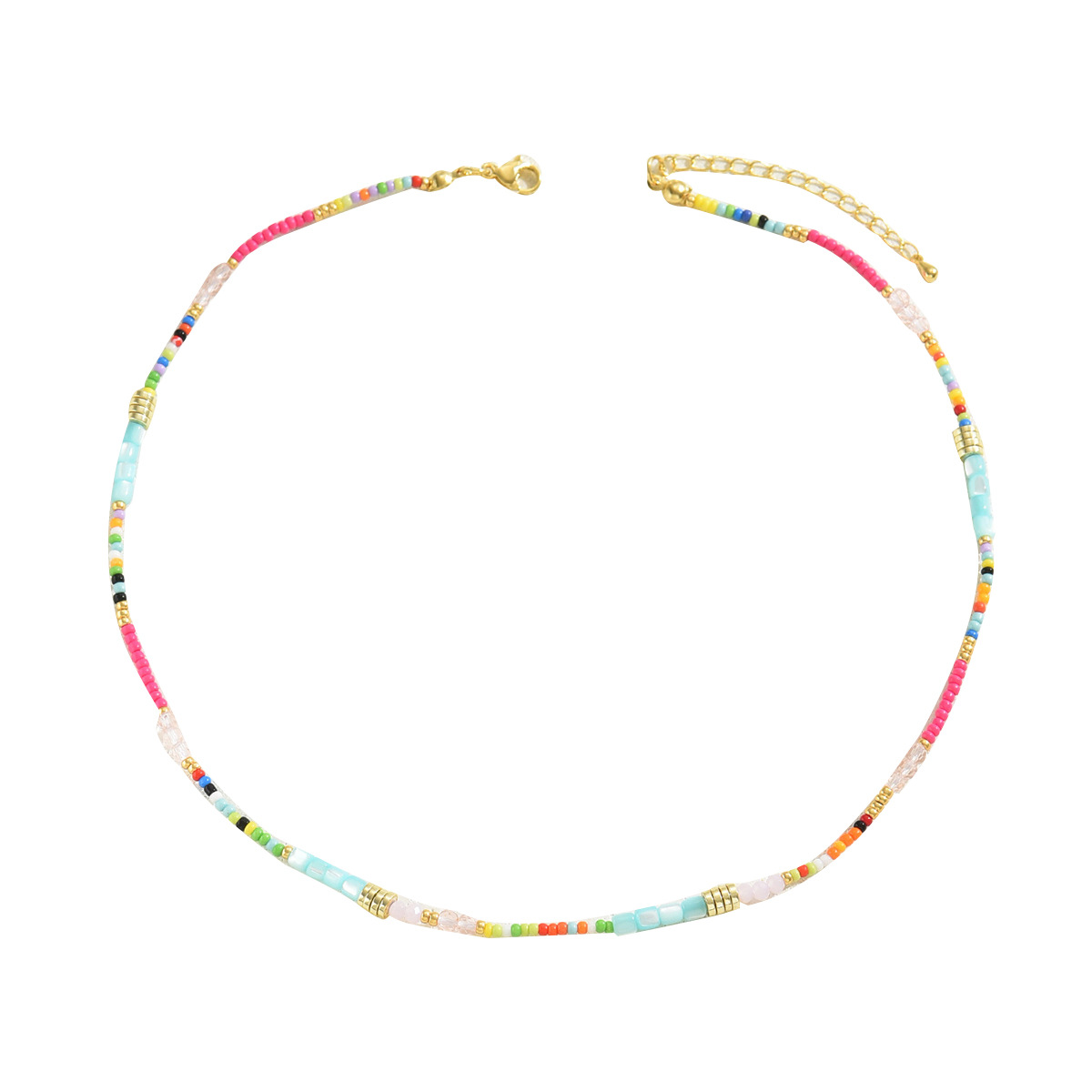 Personalized Bohemian Creative Design String Colorful Crystal Beads Long Necklace