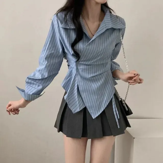 Autumn Shirt Stripe College Style Shirt Blue Shirt - Shop at LoveMi