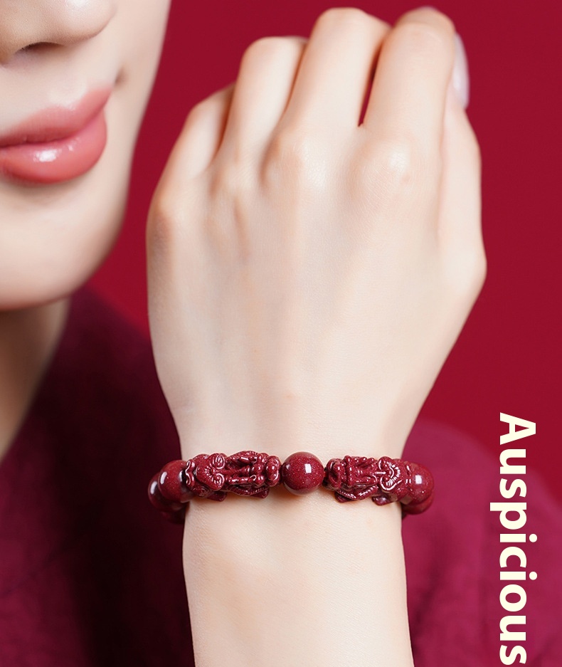 High-content Natural Raw Ore Cinnabar Ruyi Pi Xiu Bracelet