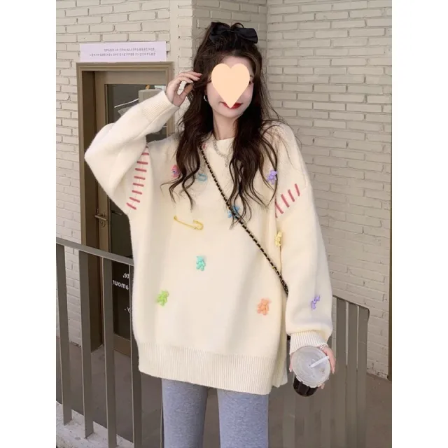 Loose And Lazy Style Pullover Women's Design Sweater Top White - Shop at LoveMi
