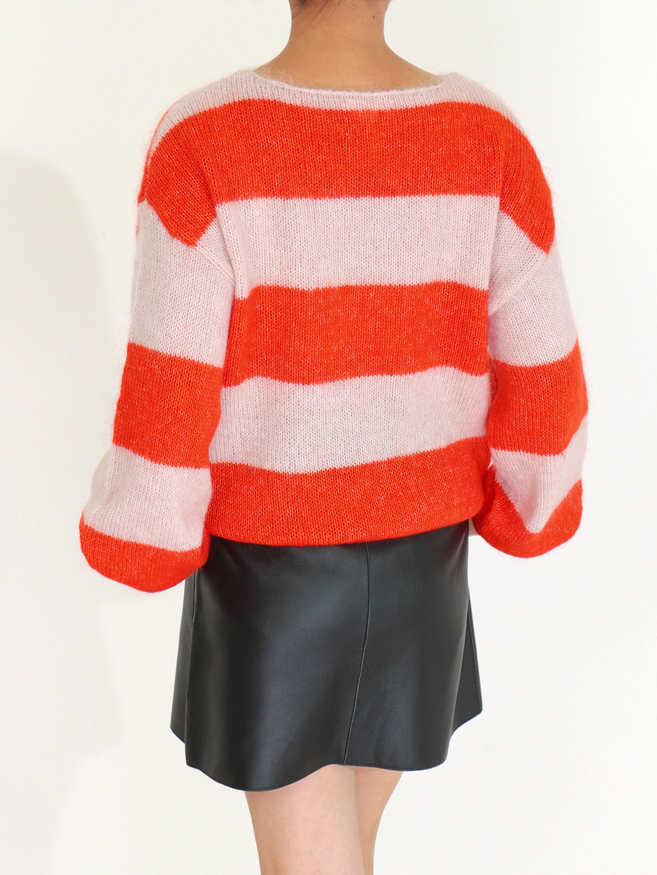 Title 2, Mohair Round Neck Striped Sweater Autumn Loose ...