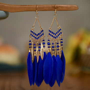 V-shaped Personality Long Feather Earrings