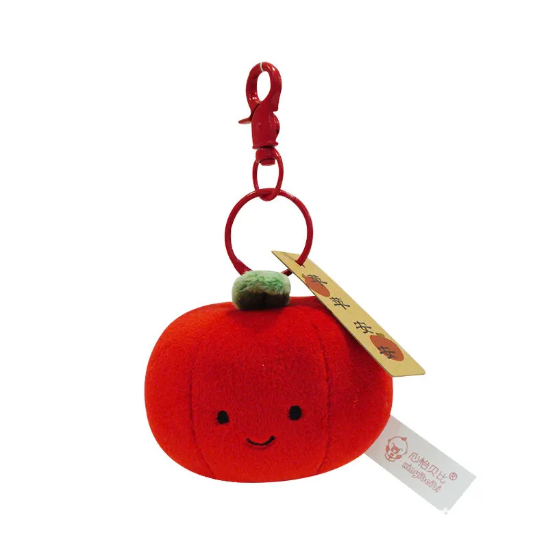 Fruit Vegetable Apple Eggplant Cute Plush Pendant Couple Bicycle Keychain Prize Claw Doll Backpack Hanging Ornament - Apple