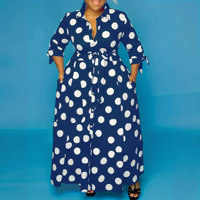 Women's Fashion Personality Dotted Prints Dress Blue - Shop at LoveMi