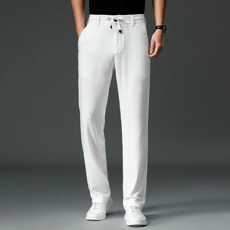 Summer Thin Cotton And Linen Tencel Breathable And Loose Straight White Pants
