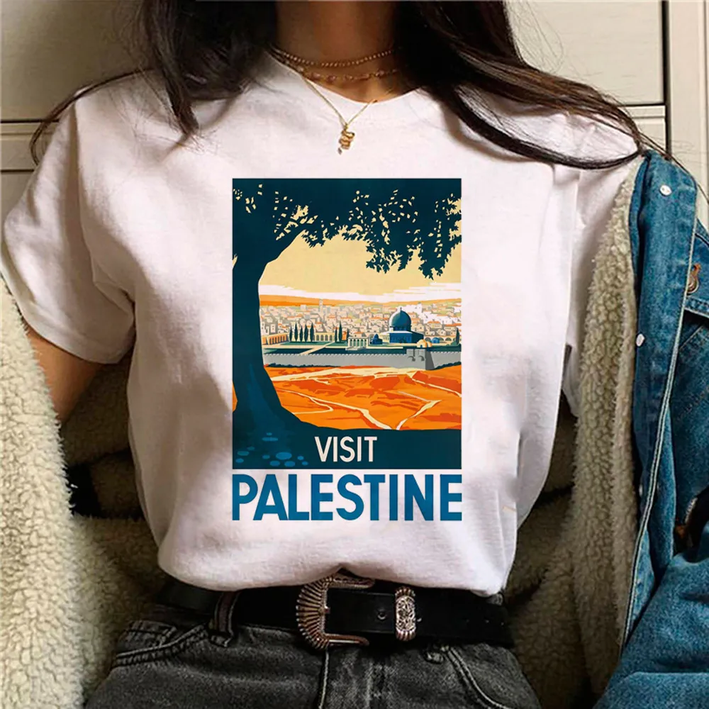 Palestine T-shirts Women Comic Japanese Tshirt Female Funny - Style 13049-S