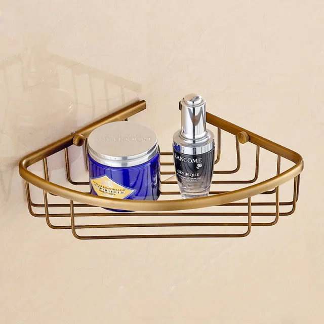 Copper Bathroom Corner Storage Net Basket Support European Style Bathroom Wall Hanging Double Layer Single Layer - Shop at LoveMi