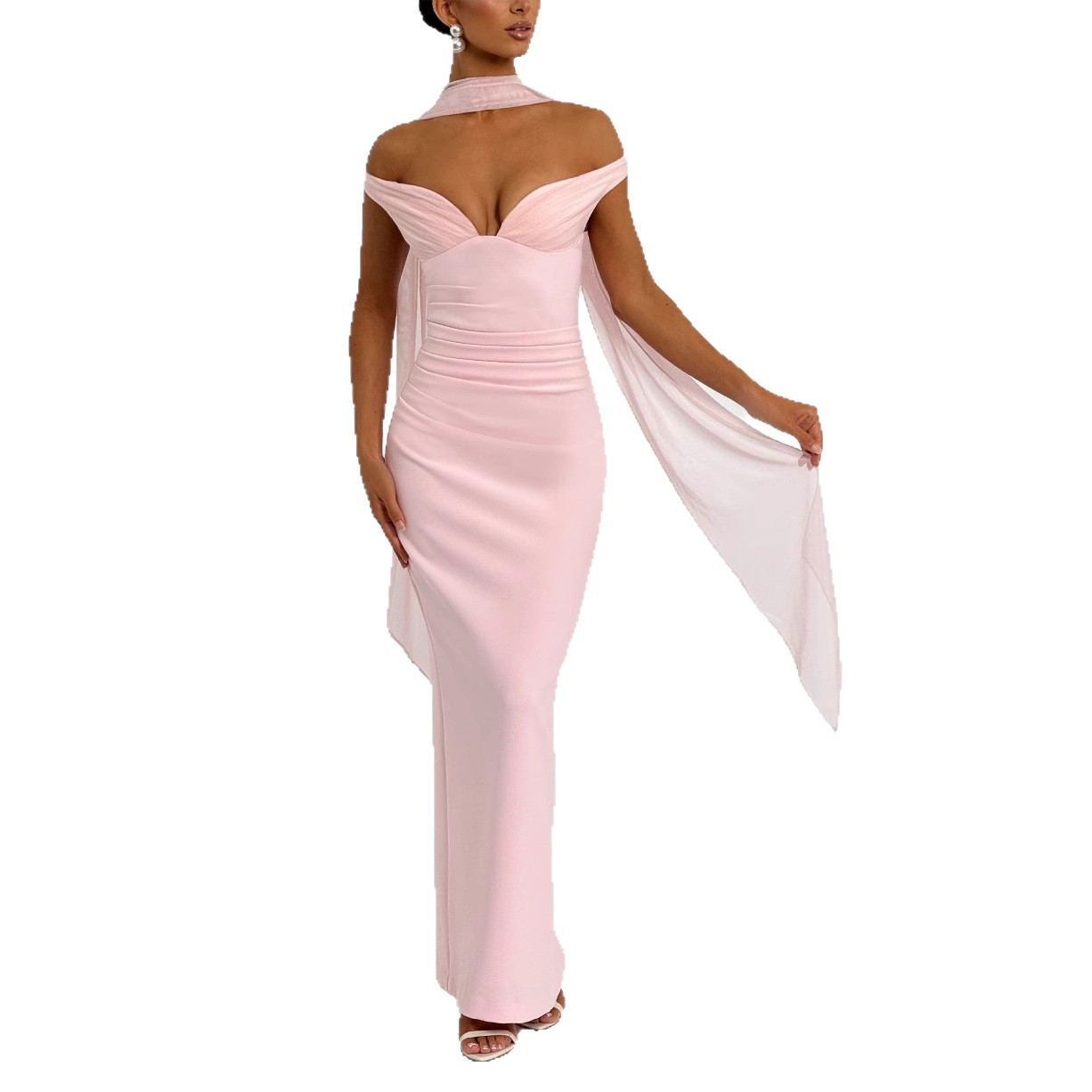 Sexy Hot Girl Tube Top Off-shoulder Waist Elastic Hip Dress