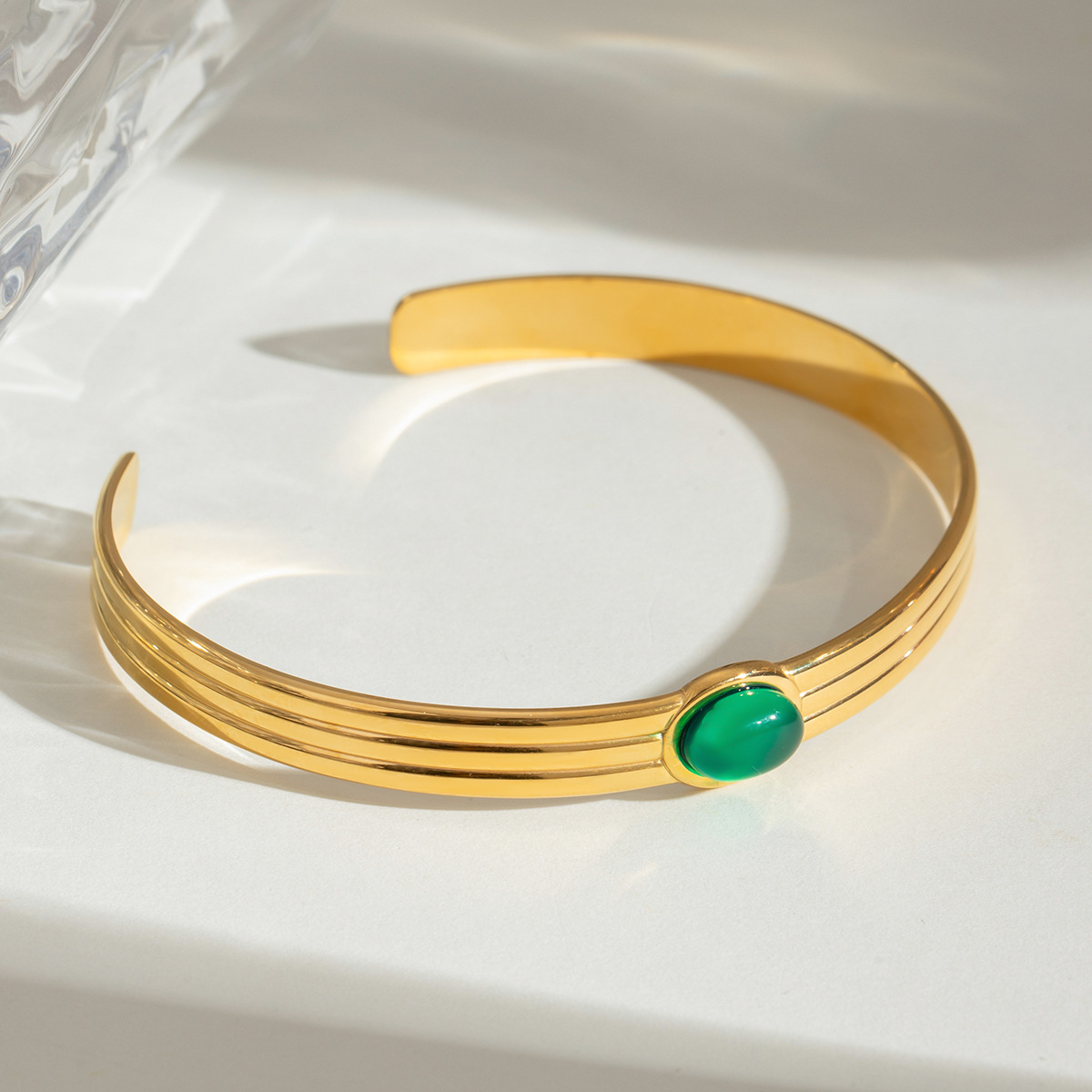Stainless Steel Green Agate Thread Bracelet Fashion