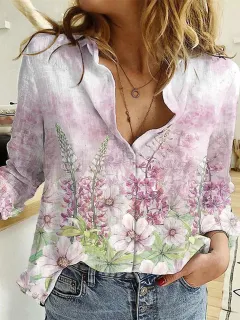 Women's Summer Shirt Digital Printing Plant Flower Pattern - Color1-Xxl - View 1