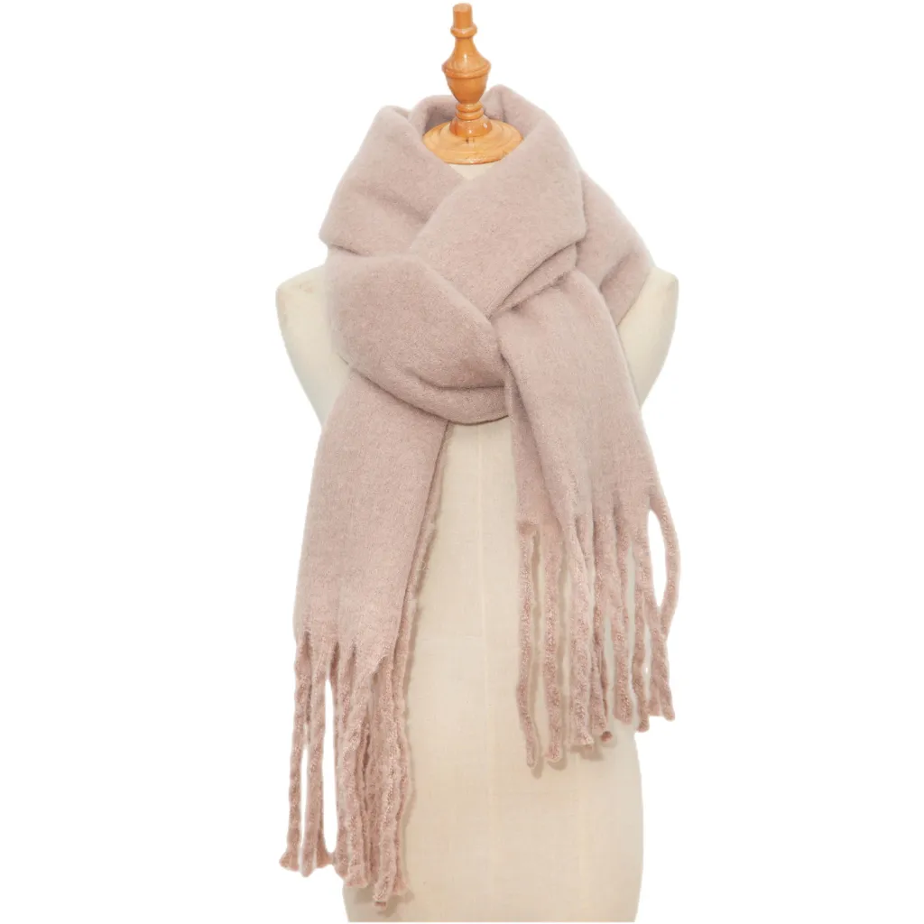 New Women's Shawl Long Fringe Thick Straw Thick Scarf - 25 Skin Color