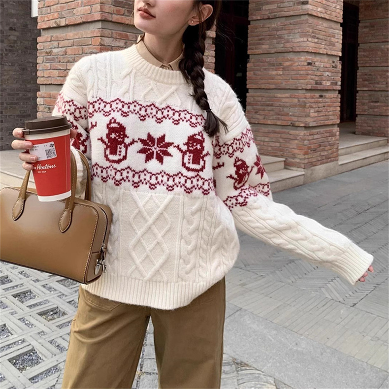 Korean Retro Christmas Atmosphere Silk Sweater