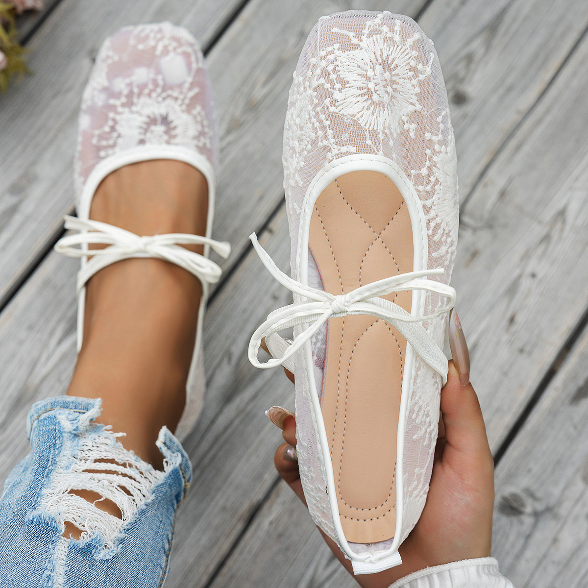 Womens Casual European And American-style Square-toe Flats