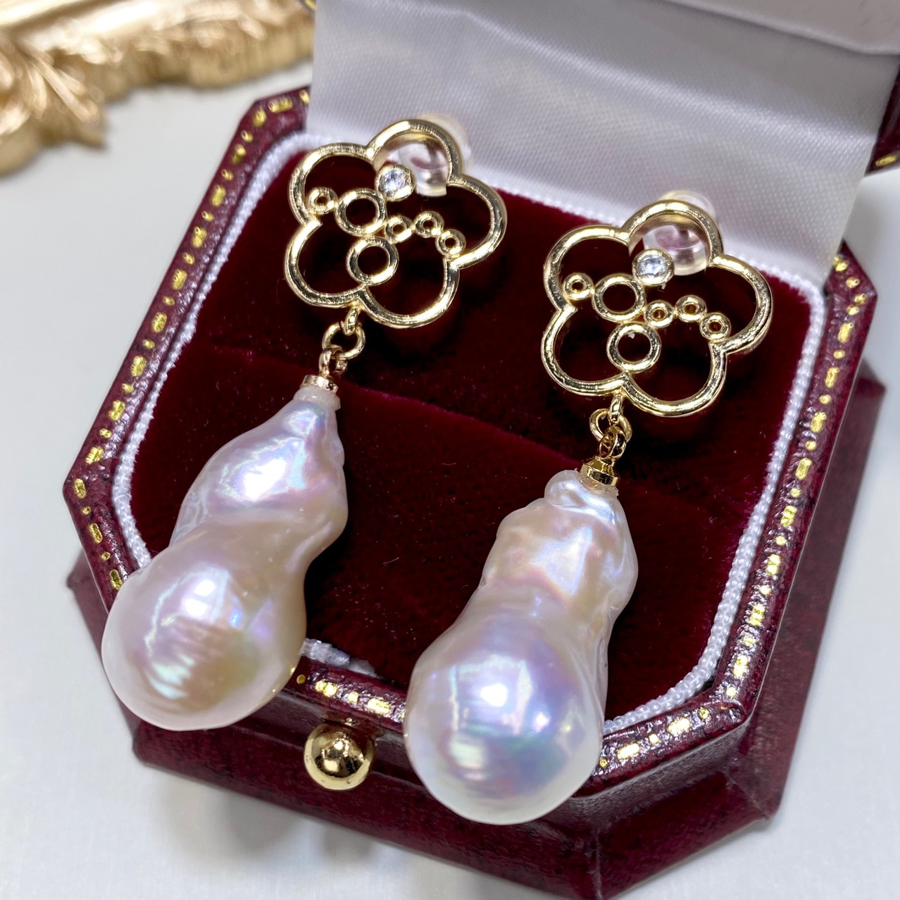 New Natural Baroque Shaped Pearl Earrings