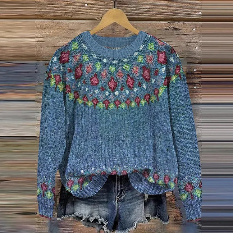 Women's Loose-fit Crew-neck Long-sleeve Top - Pprt Ns Ylwy305-4Xl