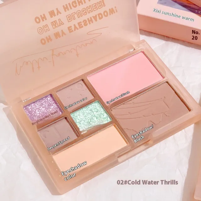 Seven color Comprehensive Plate Novice Daily Matte Thin And Glittering Highlight Repair Blush Eye Shadow Makeup Palette No2 - Shop at LoveMi