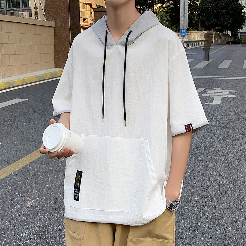 Mens Loose-fitting Casual Mock Two-piece Short-sleeve Shirt