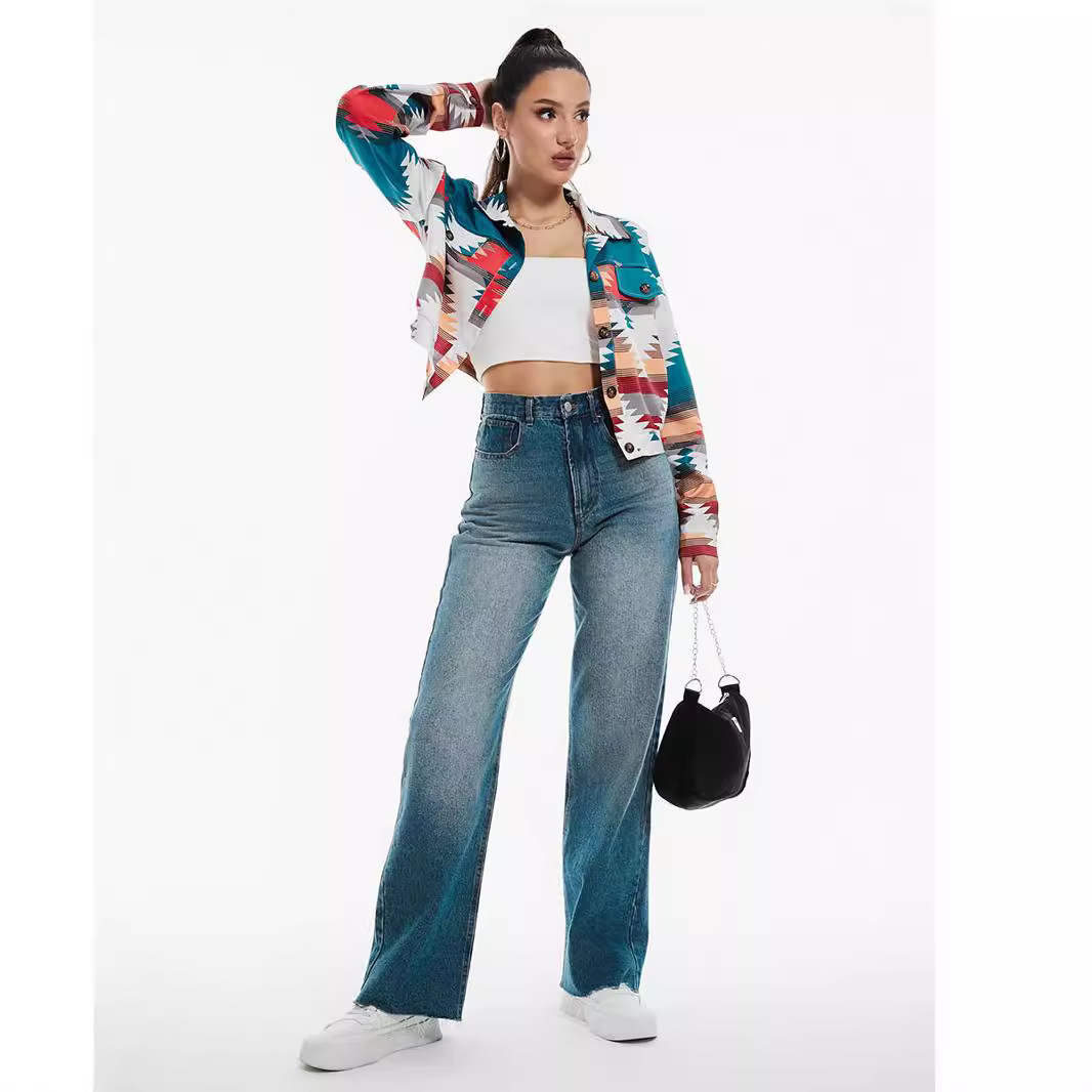 Coat Printing Long Sleeve Short Top