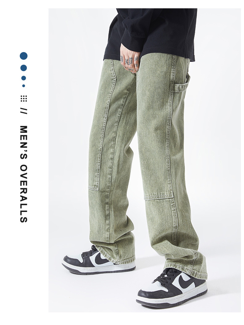 Autumn High Street Denim Fashion Trendy Colorful Loose Men's And Women's Same Pants