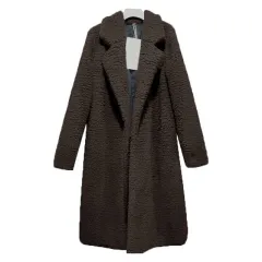 FallWinter Slim Women's Lapel Long Sleeve Solid Colour Street Coat Clothing - Dark Coffee - View 1