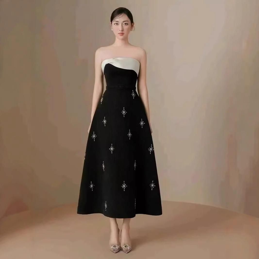 Beaded Tube Top Dress Sling Dress