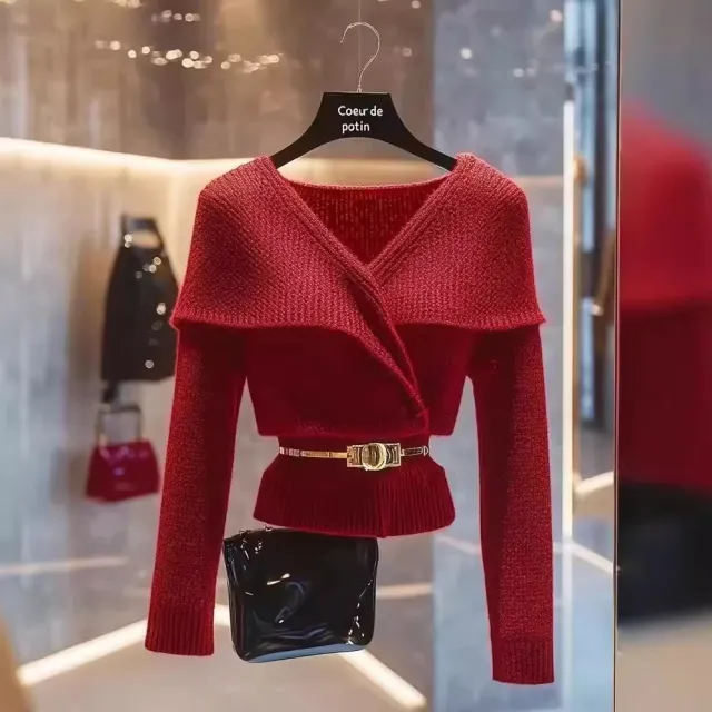 Color Knitwear Women's Niche High Sense No Belt - Shop at LoveMi