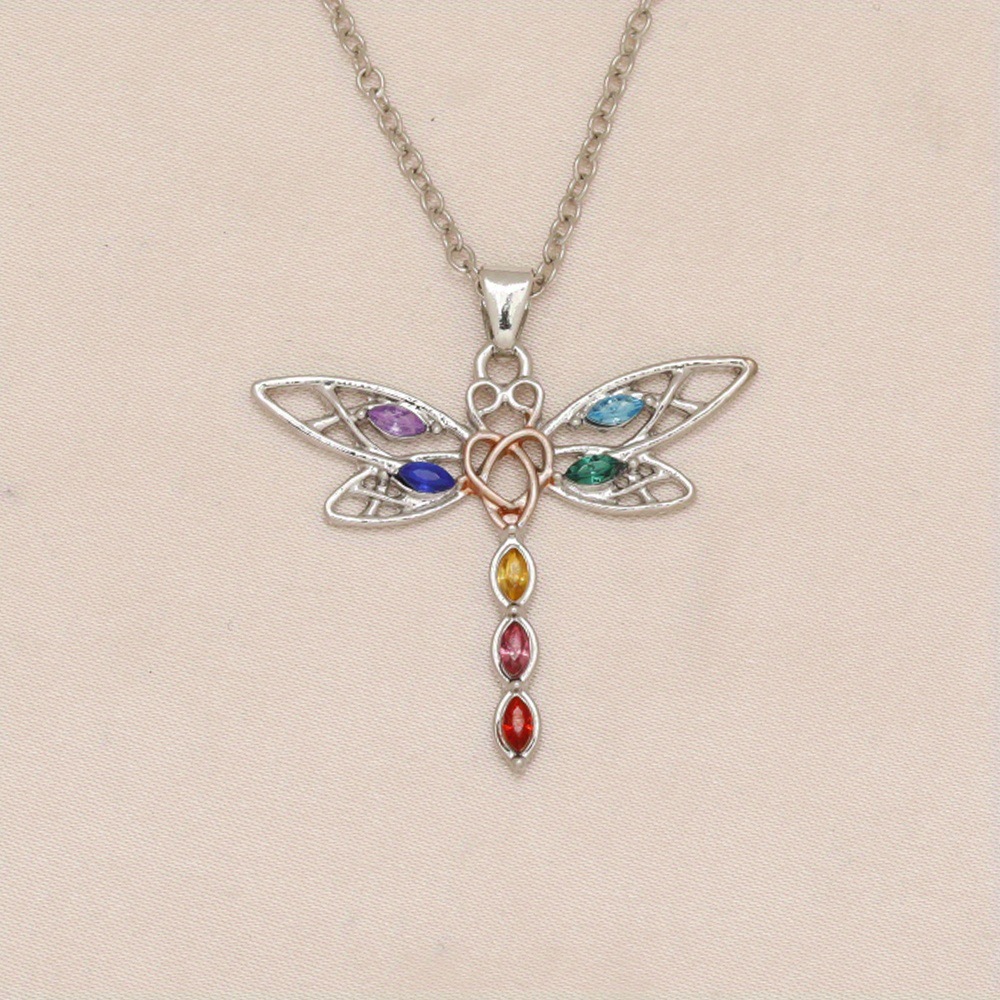 Women's Colorful Dragonfly Pendant Necklace