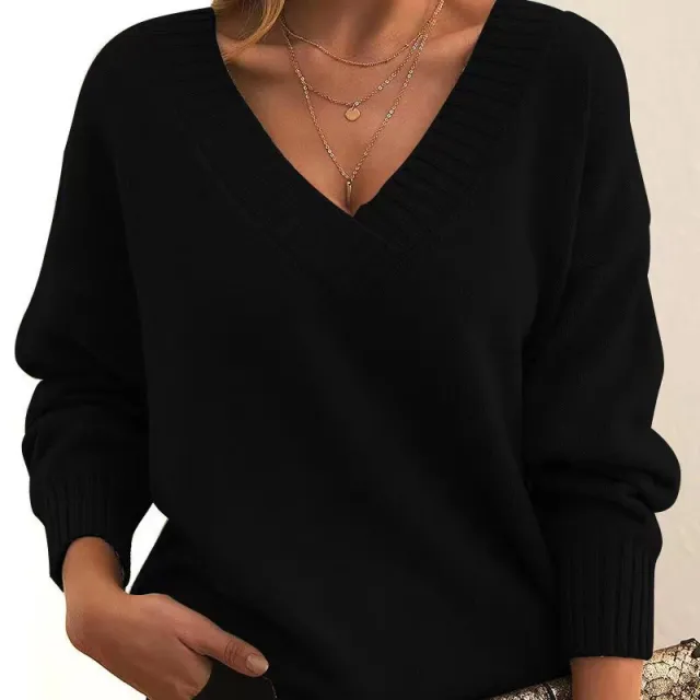 Women's Fashion Casual Versatile Knit Shirt Black - Shop at LoveMi