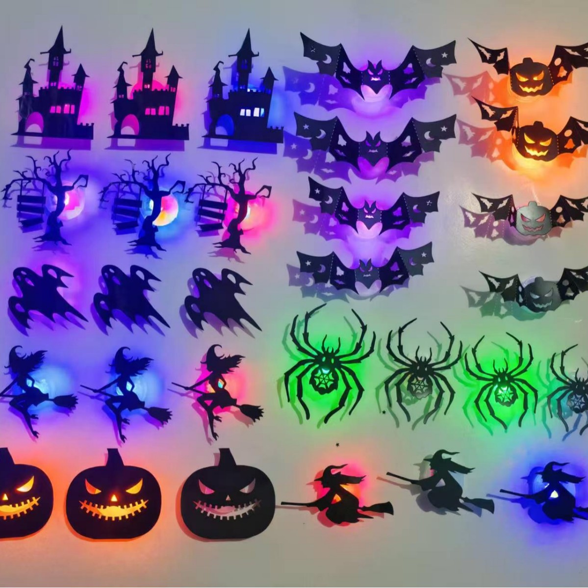 Halloween LED Night Light Garage Party Window Display Room Wall Decoration PET Glitter 3D Bat Wall Sticker