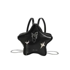 Women's Shoulder Messenger Bag Mini Backpack - Black - View 1