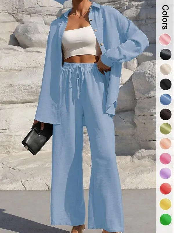 Women's Shirt With Trousers Fashionable And Elegant Ladies New Suit Sky Blue - Shop at LoveMi