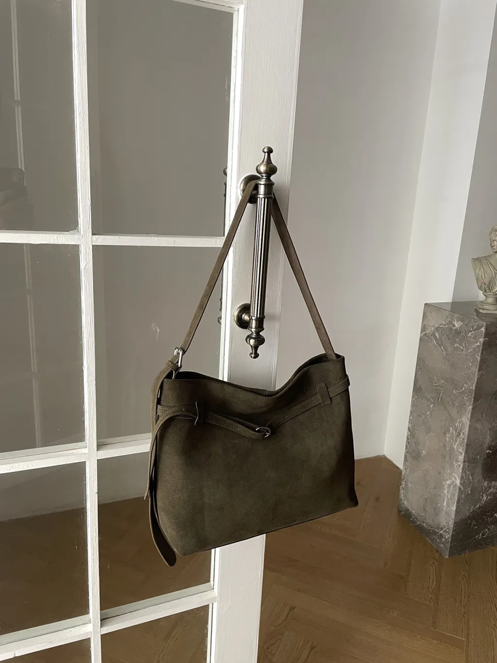 Retro Matte Large Capacity Tote Shoulder Bag - Green
