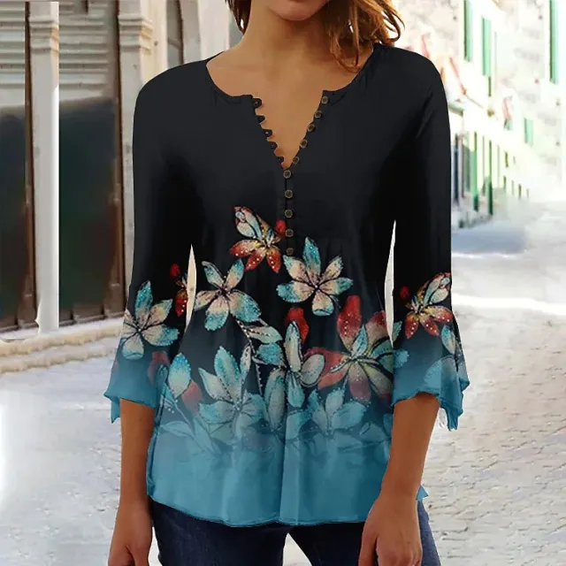 Women's 3d Digital Printing Button T shirt Top Bdwyhs0Yh27 - Shop at LoveMi
