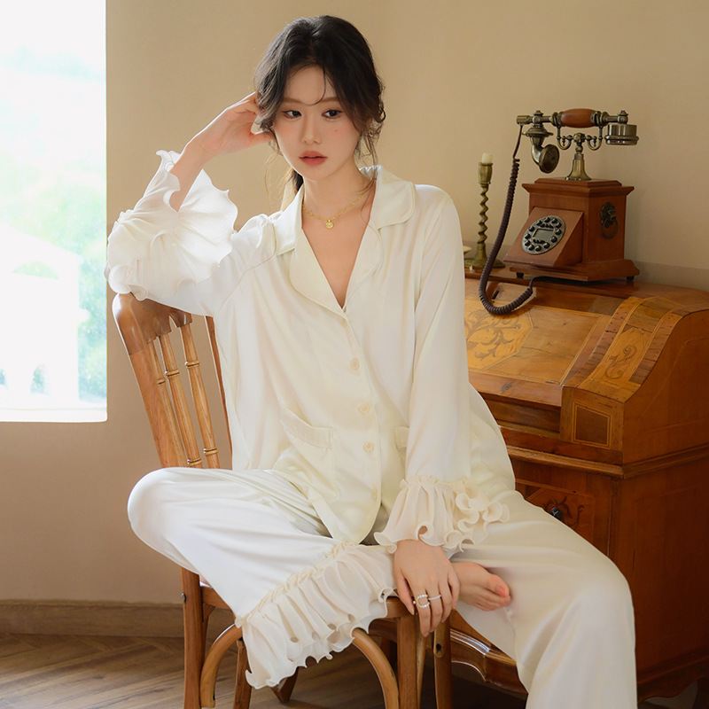 Women's Long-sleeved Thin Loose French Pajamas Suit