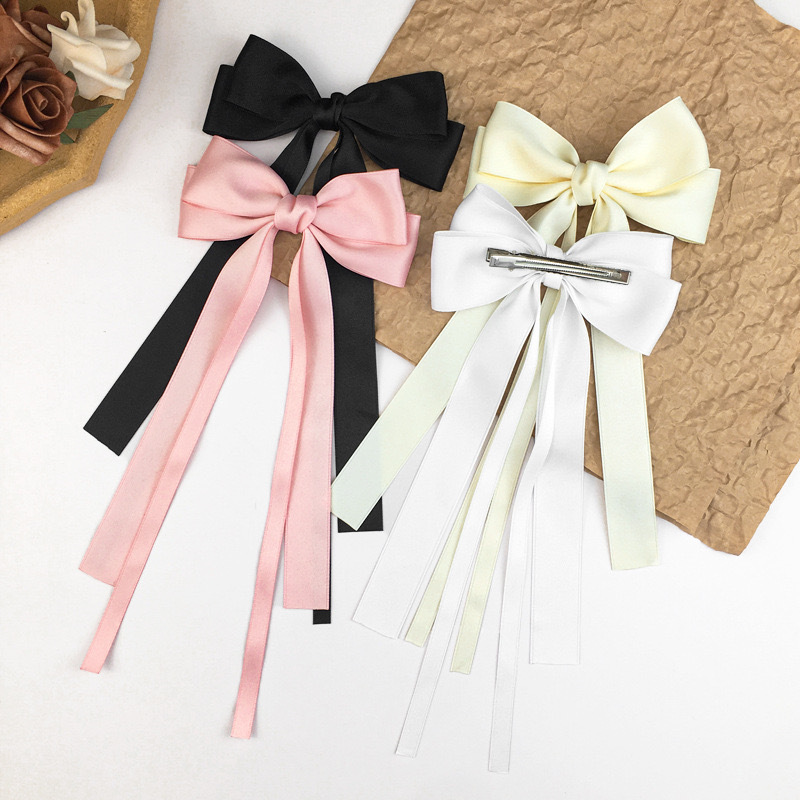 Title 3, Sweet Solid Color Ribbon Bowknot Barrettes