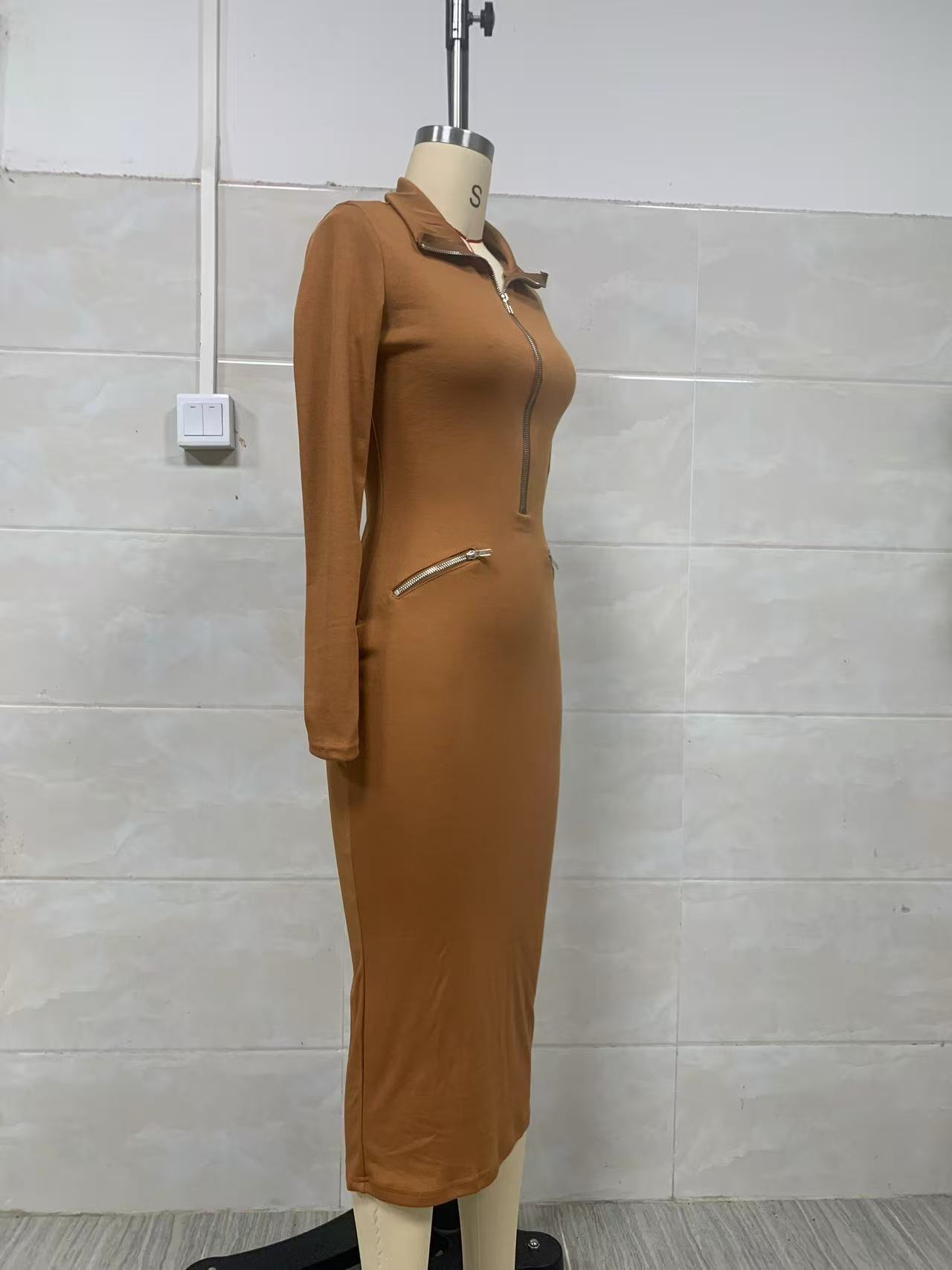 Women's Slim Fit Pencil Dress – Full Length Side View