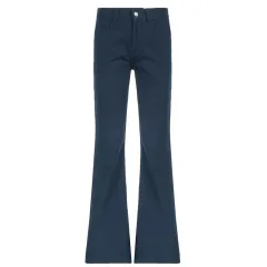 American Retro Style Simple Solid Color Low Waist Casual Jeans - Blue - View 1