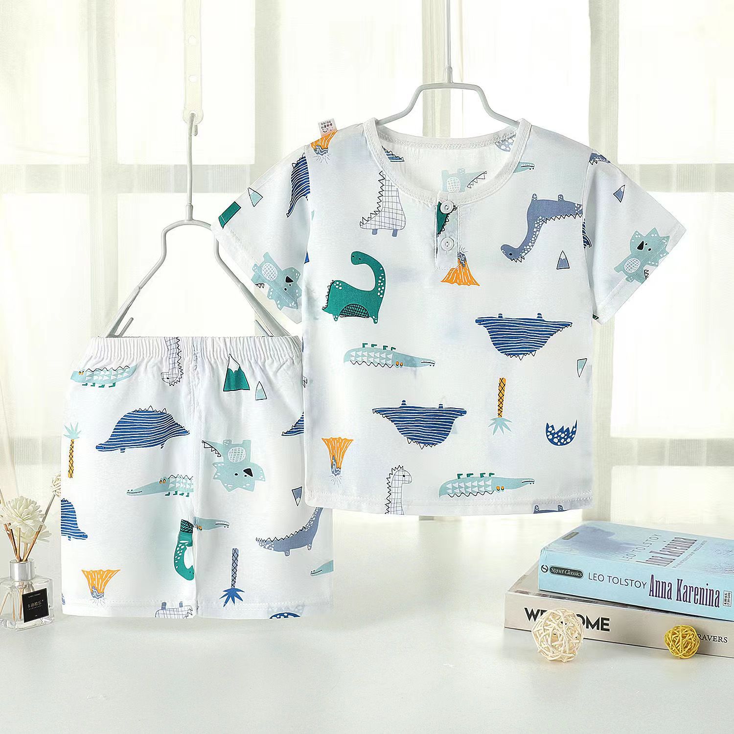 Children's Short-sleeved Shorts Cotton Silk Summer Suit